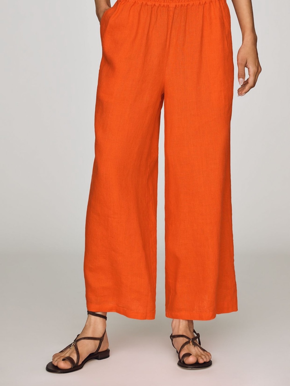 Anthropologie Somerset Linen Wide-Leg Pants in Mandarin